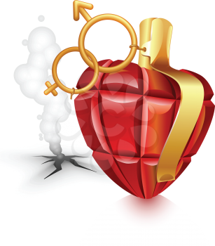 Royalty Free Clipart Image of a Grenade Heart