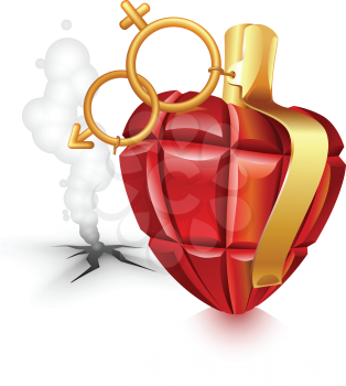 Royalty Free Clipart Image of a Heart Grenade