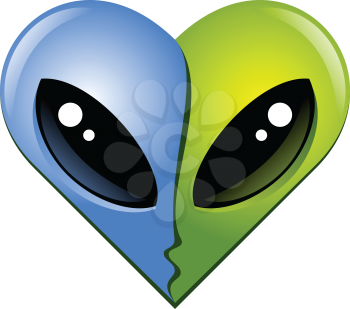 Royalty Free Clipart Image of Kissing Aliens