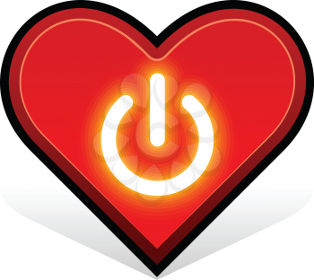 Royalty Free Clipart Image of a Heart and Power Button