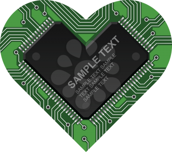 Royalty Free Clipart Image of a Heart Motherboard