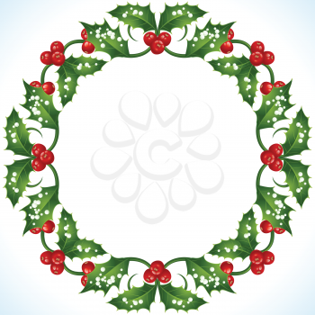Royalty Free Clipart Image of a Holly Wreath