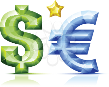 Royalty Free Clipart Image of a USD and and Euro Symbol