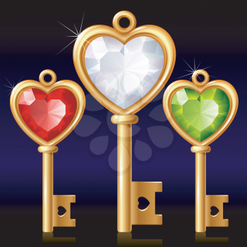 Royalty Free Clipart Image of Heart Keys