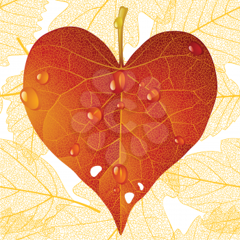 Royalty Free Clipart Image of a Leaf Shaped Heart