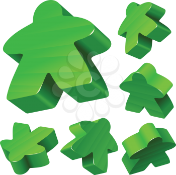 Royalty Free Clipart Image of a Green Wooden Meeples
