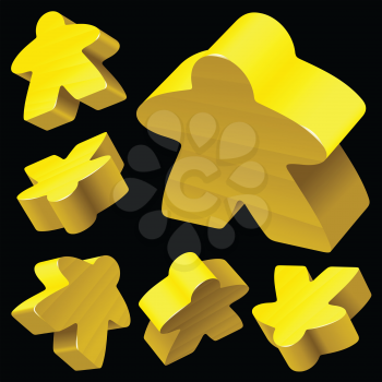 Royalty Free Clipart Image of Yellow Wooden Meeples