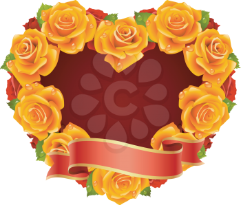 Royalty Free Clipart Image of a Rose Heart Frame
