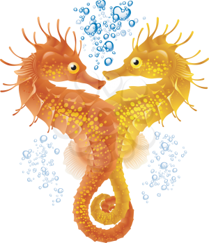 Royalty Free Clipart Image of Seahorses