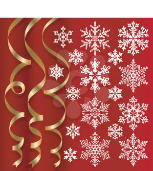 Royalty Free Clipart Image of Snowflakes and Streamers
