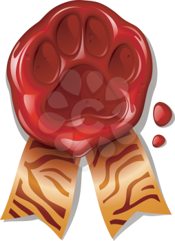 Royalty Free Clipart Image of a Tiger Wax Seal Ribbon