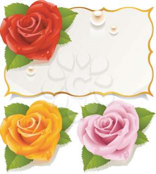 Royalty Free Clipart Image of a Roses on Cards