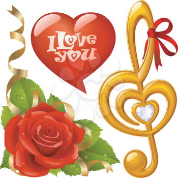 Royalty Free Clipart Image of Valentine Elements