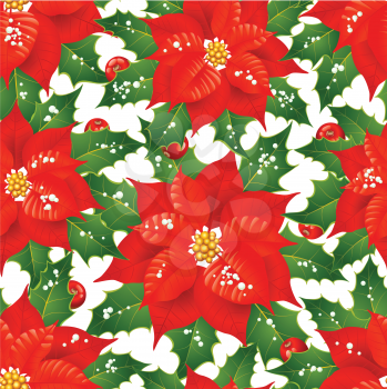 Royalty Free Clipart Image of a Seamless Poinsettia Background