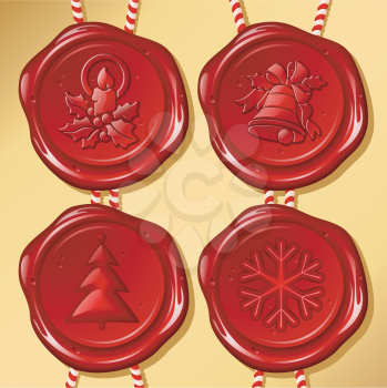 Royalty Free Clipart Image of a Christmas Wax Seals