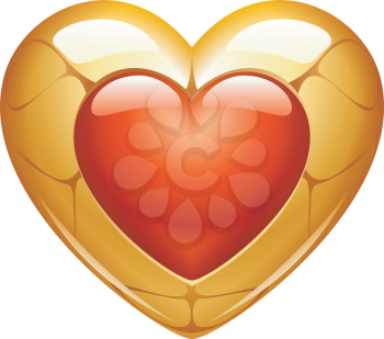 Royalty Free Clipart Image of a Golden Heart