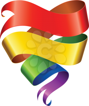 Vector rainbow ribbon in the shape of heart