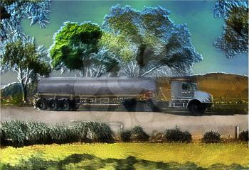 Royalty Free Photo of a Petrol Tanker Truck Illustration 
