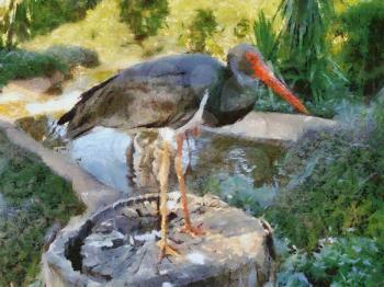 Royalty Free Photo of a Painting of a Stork
