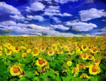 Royalty Free Photo of a Painting of Sunflowers