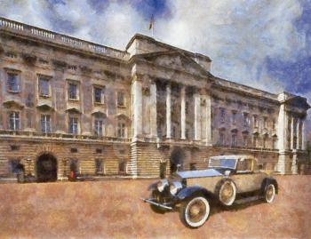 Royalty Free Photo of a Painting of a Rolls Royce Phantom II Henley Roadster