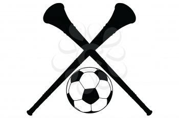 Vector Illustration Vuvuzela Horn and Soccer Ball Silhouette Isolation 