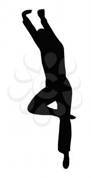 Dancing Boy Leaping with Raised Arms  Pose  Silhouette