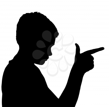 Isolated Silhouetted Boy Child Gesture and Activity Gun Finger