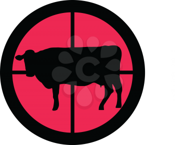 In the scope series – Cow in the crosshair of a gun’s telescope. Can be symbolic for need of protection, being tired of, intolerance or being under investigation.
