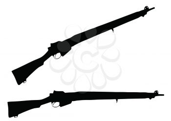 Isolated Firearm - WWII Rifle (303 caliber) – black on white silhouette
