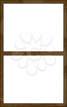 Isolated Single Layered Contoured Wooden Two Window Wide Frame
