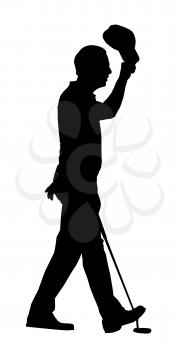 Royalty Free Clipart Image of a Golfer Lifting His Hat
