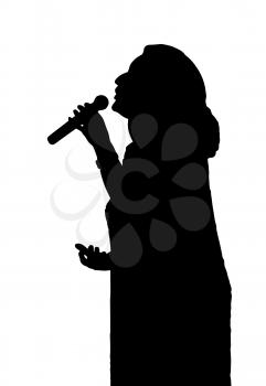 Single Female Opera Singer with Microphone Silhouette