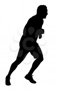 Side Profile of Male Marathon Runner Silhouette