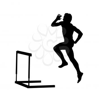 Side Profile of Boy Hurdles Runner Ready for Jump Silhouette