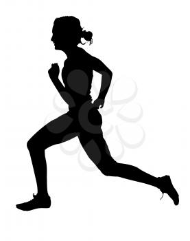 Side Profile of Speeding Female Track Runner Silhouette