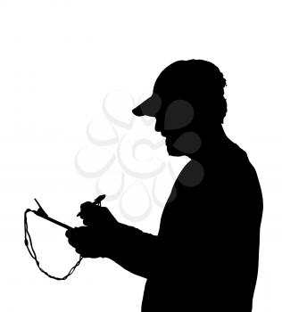 Man Holding and Writing on Clipboard Silhouette
