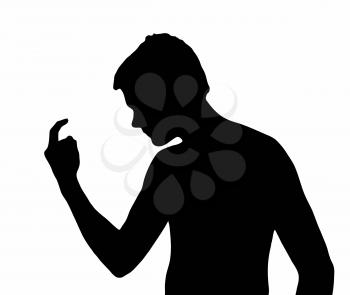 Teen Boy Silhouette Bully Calling with Curled Finger 
