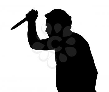 Man Silhouette European Stabbing with a Knife 
