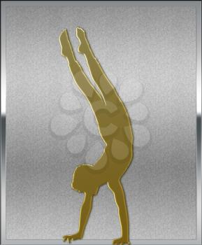 Gold on Silver Gymnastics Sport Emblem or Medal