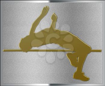 Gold on Silver Highjump Sport Emblem or Medal