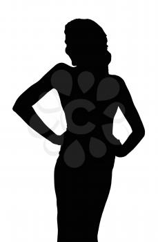 Detailed Silhouette of Slim Girl Posing at Beauty Pageant 