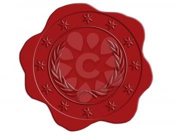 Red Wax Seal with Star and Laurel Border and Open Center