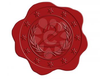 Second Place Red Wax Seal with Stars and Laurel Border 