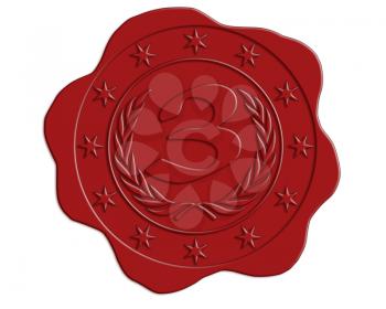 Third Place Red Wax Seal with Stars and Laurel Border 