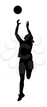 Black on white silhouette of korfball ladies league player girl catching ball
