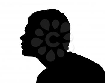 Side profile portrait silhouette of a teenage boy leaning forward for kiss 