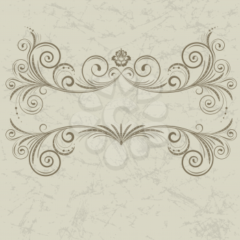Royalty Free Clipart Image of a Vintage Frame With Flourishes on a Beige Background