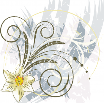 Royalty Free Clipart Image of Chaotic Lines With a Flourish and Flower