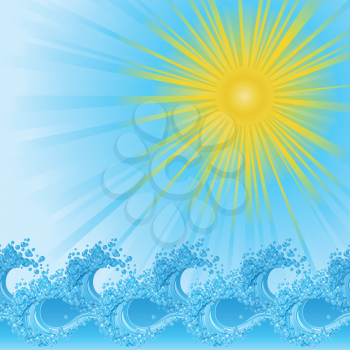 Royalty Free Clipart Image of Waves and Sunlight